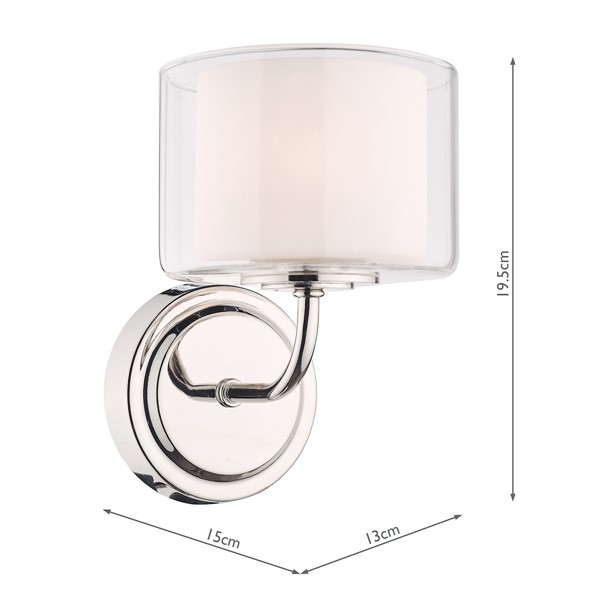 (image for) Laura Ashley Southwell Wall Light Polished Nickel & Glass Shade